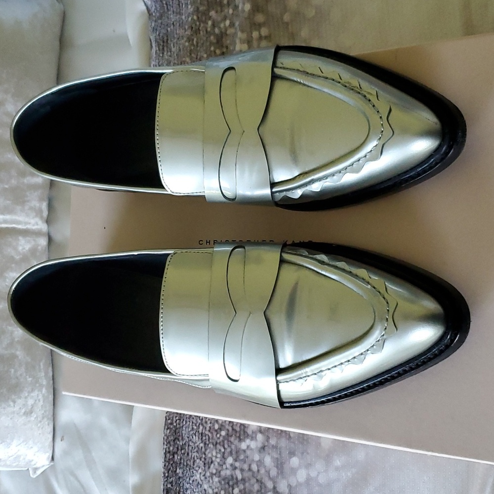 Christopher Kane Metallic Silver Loafers